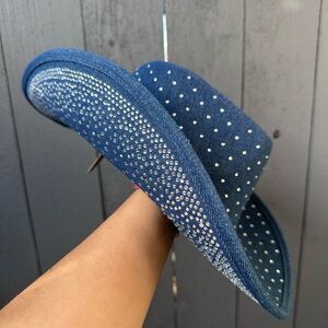 Stylish Blue Rhinestone Denim Cowboy Hat